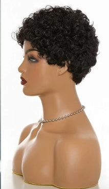 Fashion Trend Short Curly Hair African Small Curly Ladies Wig Headgear Natural Color Real Hair Headgear Angelassensation