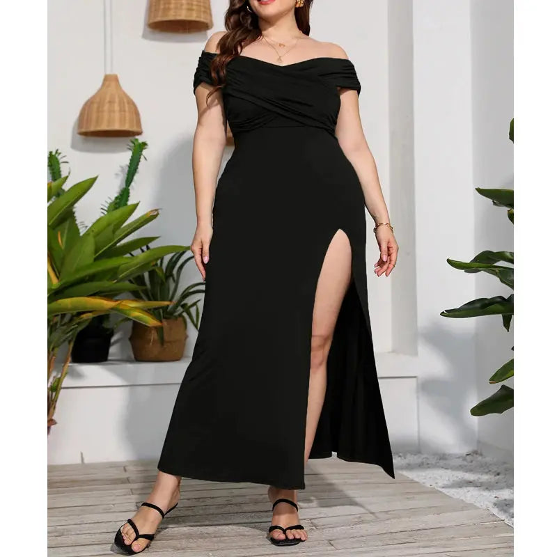 Short Sleeve Off Shoulder Plus Size  Evening Dress eprolo