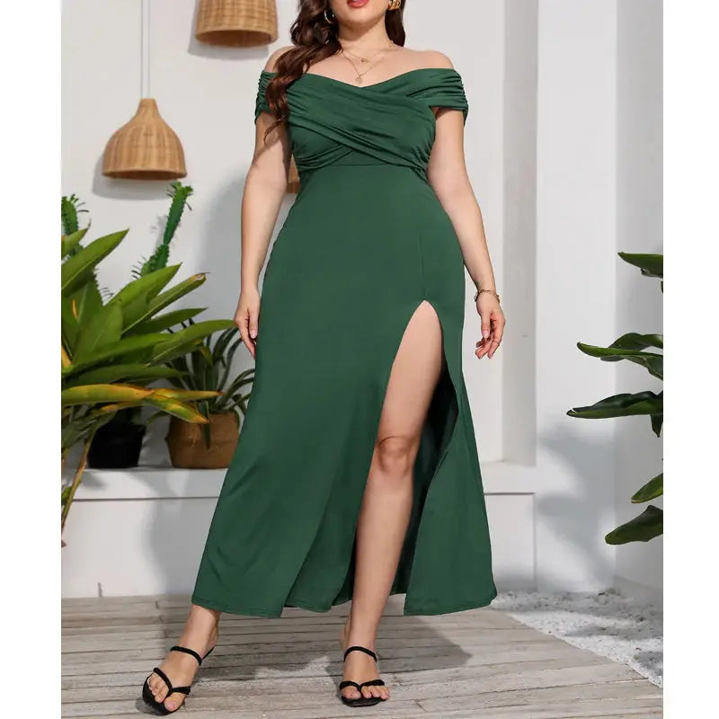 Short Sleeve Off Shoulder Plus Size  Evening Dress eprolo