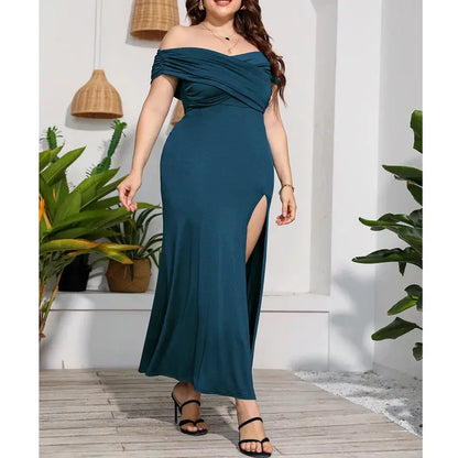 Short Sleeve Off Shoulder Plus Size  Evening Dress eprolo