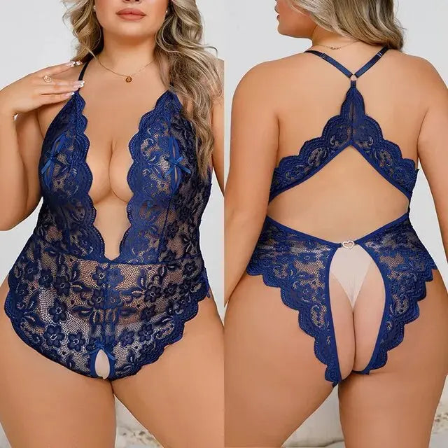 Plus Size Crotchless Lingerie Bodysuit Angelassensations