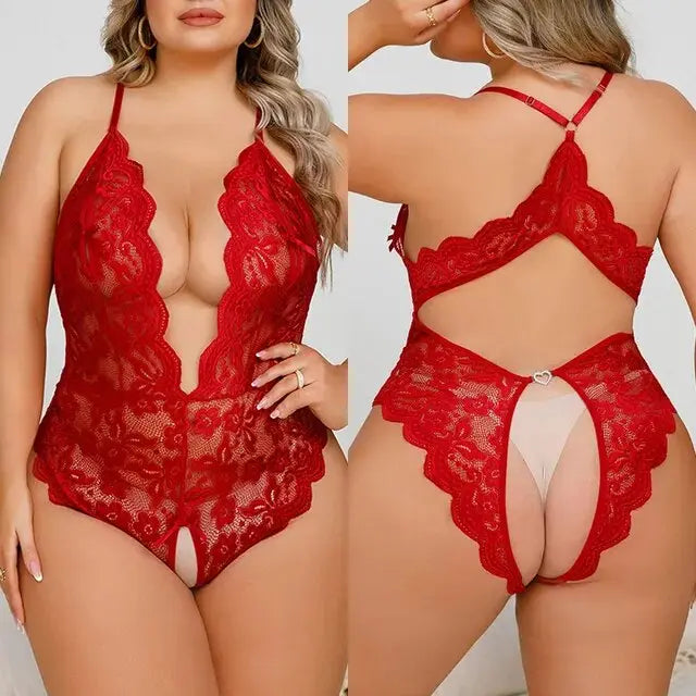 Plus Size Crotchless Lingerie Bodysuit Angelassensations