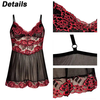 Women Lace Stitching Sheer Suspender Angelassensations