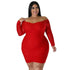 Long Sleeves Solid Plus Size Bodycon Dress Angelassensations