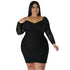 Long Sleeves Solid Plus Size Bodycon Dress Angelassensations