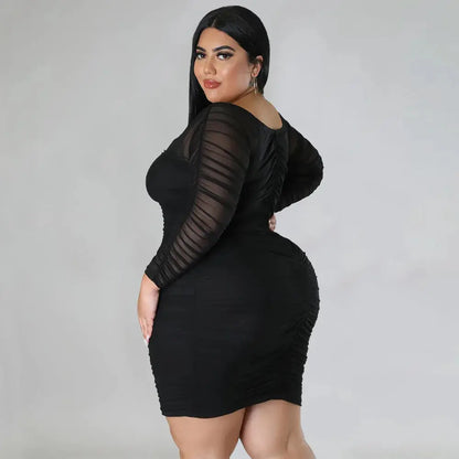 Long Sleeves Solid Plus Size Bodycon Dress Angelassensations