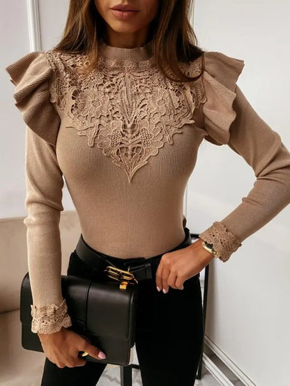 New Lace Long-Sleeved Shirt CJ Dropshiping