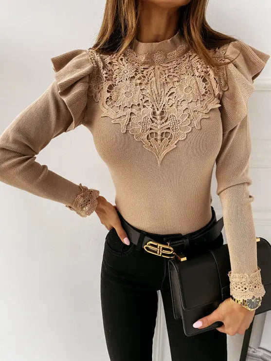 New Lace Long-Sleeved Shirt CJ Dropshiping