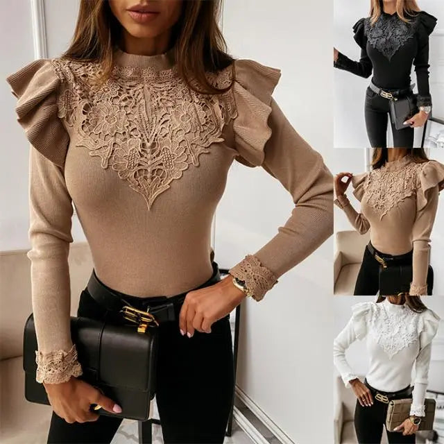 New Lace Long-Sleeved Shirt CJ Dropshiping