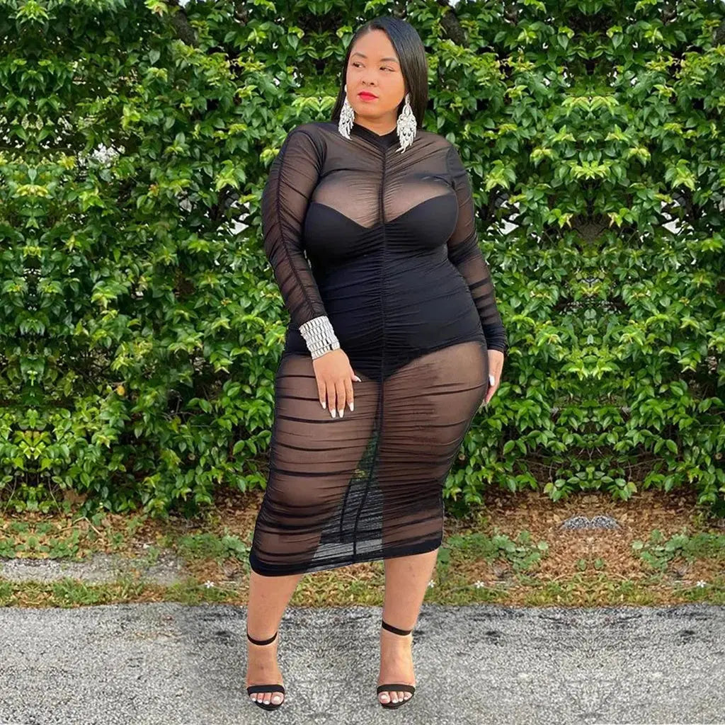 2 Piece Plus Size See Through Mesh n Dress Angelassensations