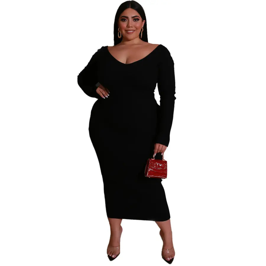 Plus size V-neck dress CJ Dropshipping