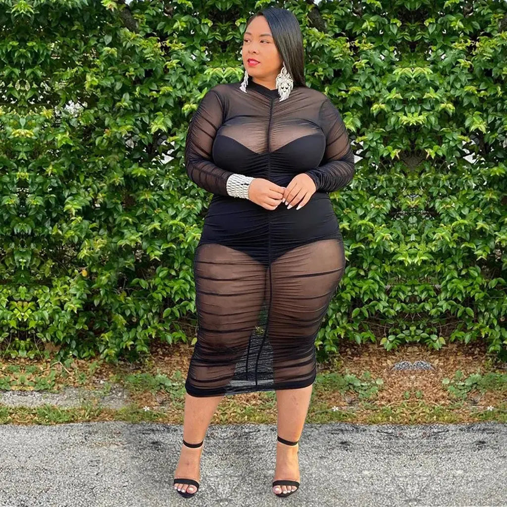 2 Piece Plus Size See Through Mesh n Dress Angelassensations