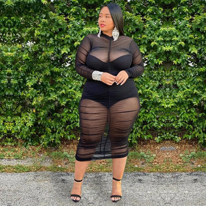 2 Piece Plus Size See Through Mesh n Dress Angelassensations