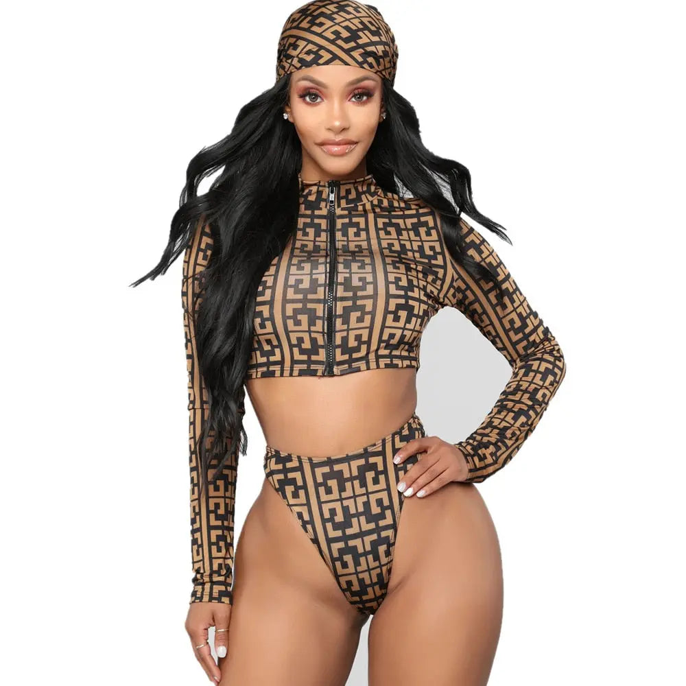 Long Sleeve 2 Piece Set Bikini Swimsuit  2 Piece Set Angelassensations