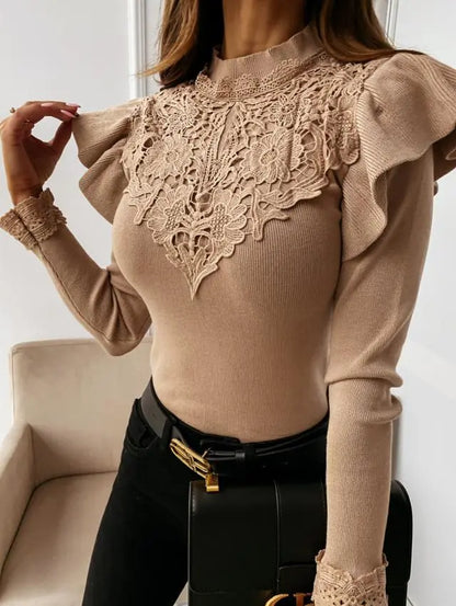 New Lace Long-Sleeved Shirt CJ Dropshiping