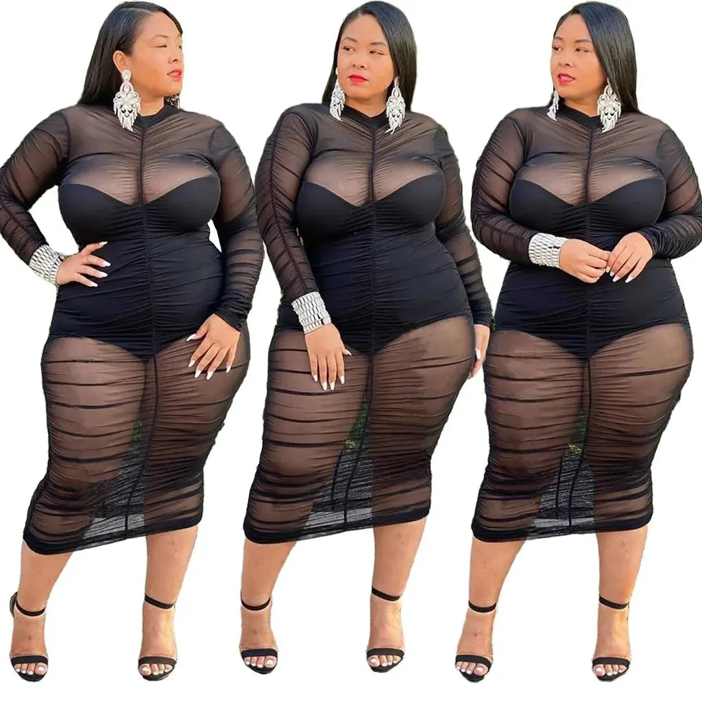 2 Piece Plus Size See Through Mesh n Dress Angelassensations