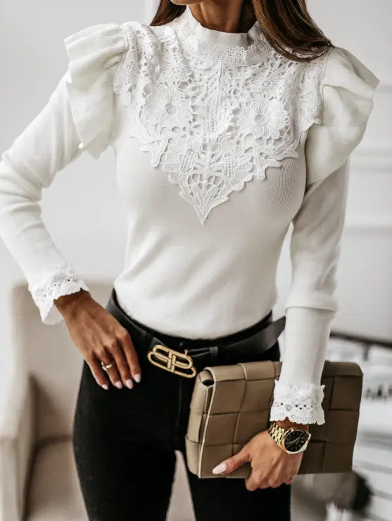 New Lace Long-Sleeved Shirt CJ Dropshiping